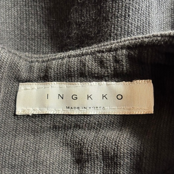 INGKKO Black Long Sleeve Midi Dress Pockets Crew Neck Made In Korea - Picture 2 of 9